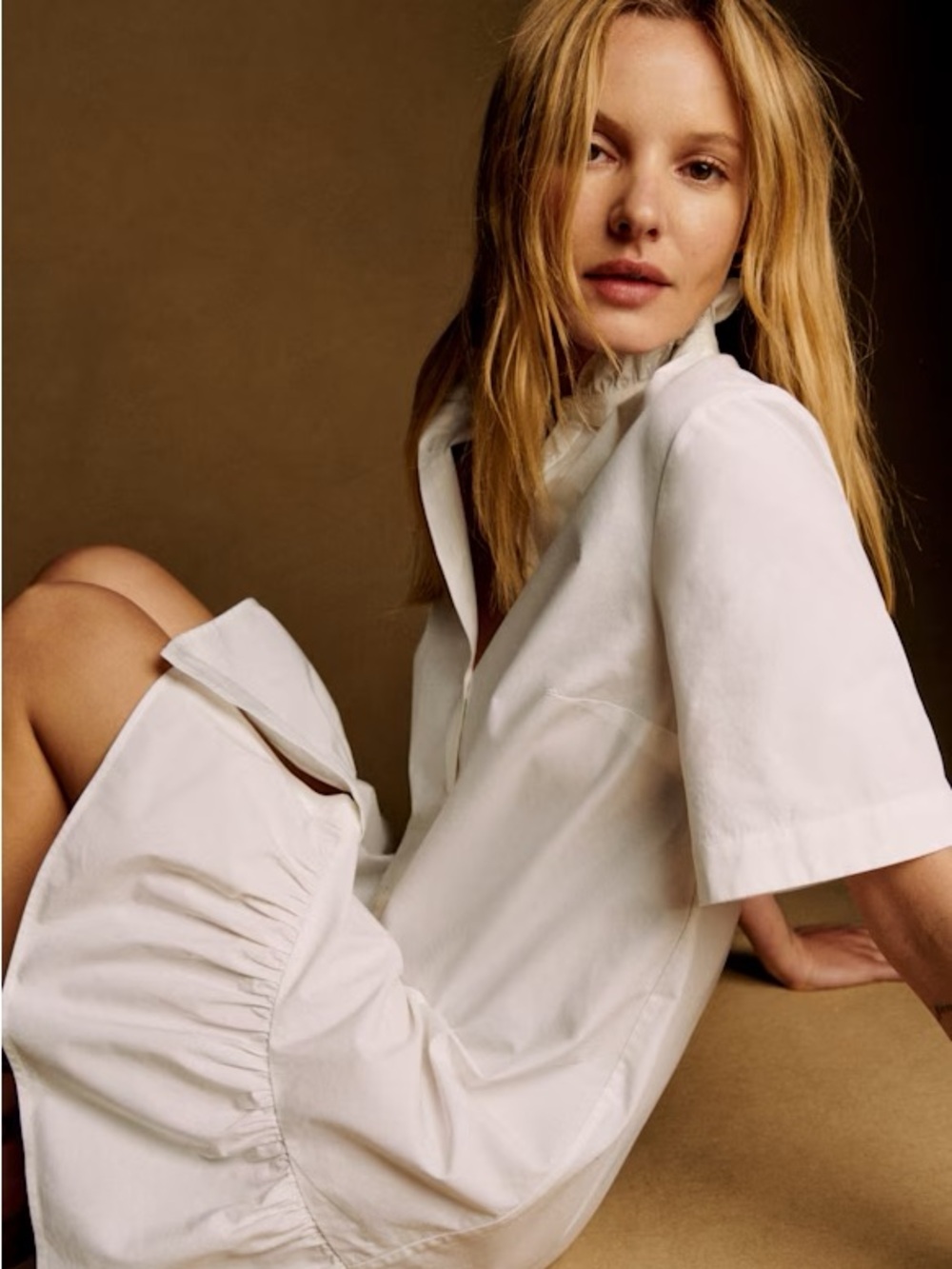 NWT Sezane Clotilde 100% Organic GOTS Cotton Ruffle Hem Shirt Dress Size 2 - Picture 2 of 2